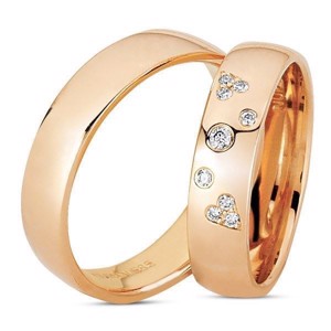 Nuran - Vielsesringe i 14 kt Rosa guld m 9 brillanter i alt 0,10ct